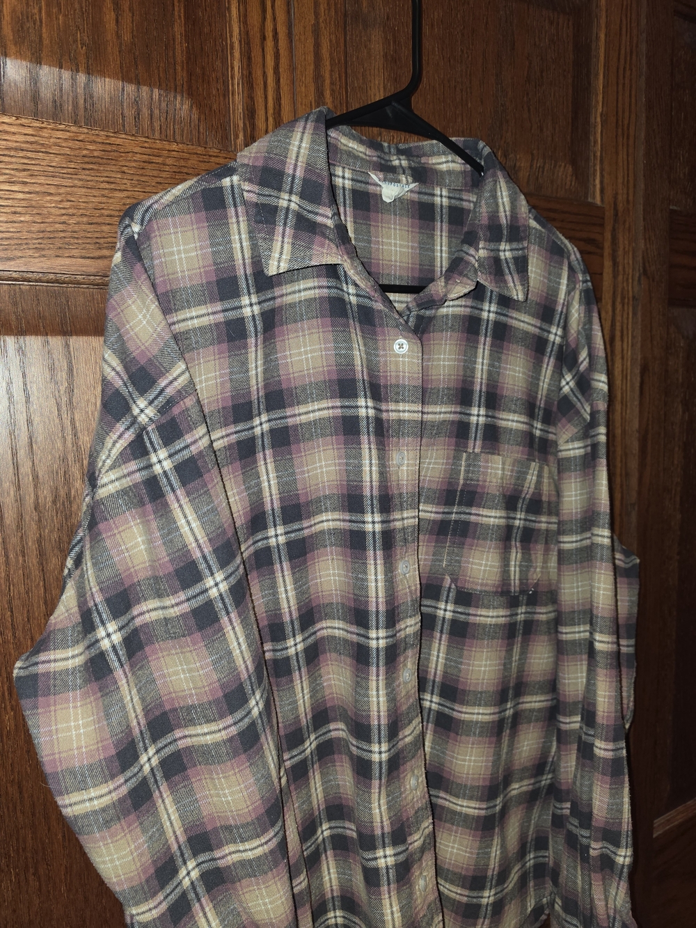 Aeropostale Men's Plaid Button-Down Shirt in Navy, Beige, and Pink